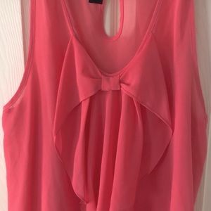 🌸 Coral sheer blouse top with front bow